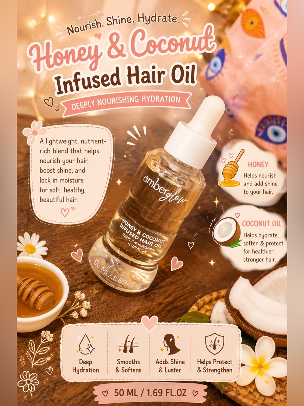 Honey & Coconut Infused Hair Oil